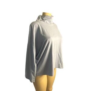 Eileen Fisher Light Gray Blue Mock Neck Top XL